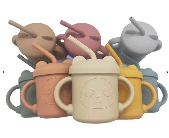 vaso de silicona con bombilla diseño de oso