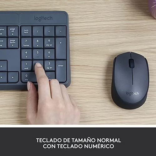 Combo Logitech MK235 Inalámbrico de Teclado y Mouse con Pad Numérico QWERTY Negro