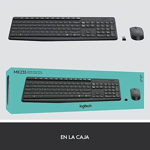 Combo Logitech MK235 Inalámbrico de Teclado y Mouse con Pad Numérico QWERTY Negro
