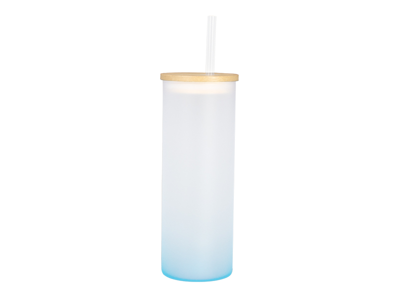 Botella Vidrio Borosilicato Sublimación, tapa Bamboo