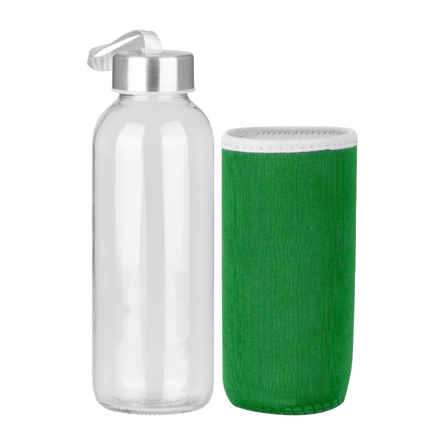 Botella de Vidrio Silica con funda de Neopreno 440cc Botella de Vidrio Silica con funda de Neopreno 440cc
