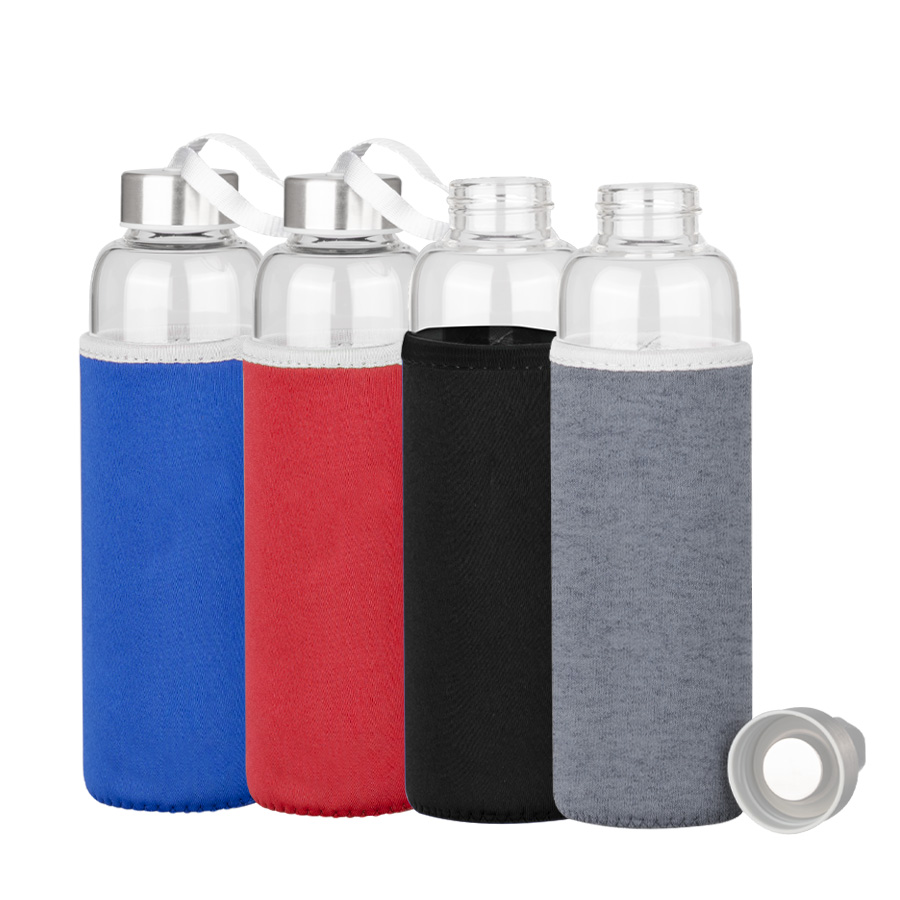 Botella de Vidrio Borosilicato con Funda de Neopreno 580cc Botella de Vidrio Borosilicato con Funda de Neopreno 580cc